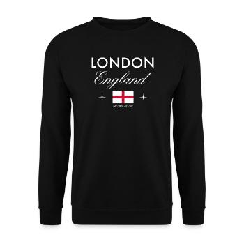 London England Koordinaten Reise Souvenir - Unisex Pullover - Schwarz - Vorne - Alina (178cm) & Michal (187cm)