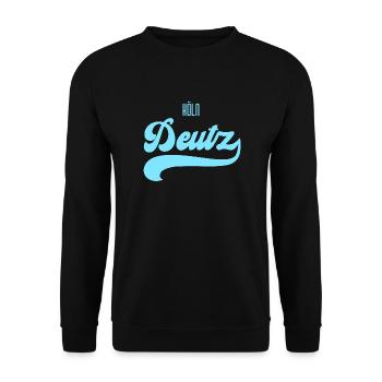 Köln Deutz retro Veedelshirt - Unisex Pullover - Schwarz - Vorne - Alina (178cm) & Michal (187cm)
