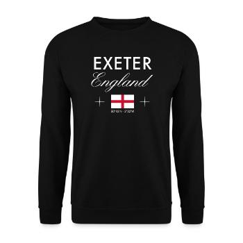 Exeter England Koordinaten Reise Souvenir - Unisex Pullover - Schwarz - Vorne - Alina (178cm) & Michal (187cm)