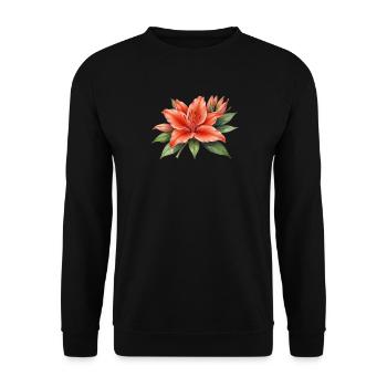 Blume Blüte rot Geschenk  - Unisex Pullover - Schwarz - Vorne - Alina (178cm) & Michal (187cm)