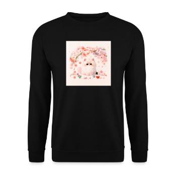 Pastel Kitten Frühlingsblumen - Unisex Pullover - Schwarz - Vorne - Alina (178cm) & Michal (187cm)