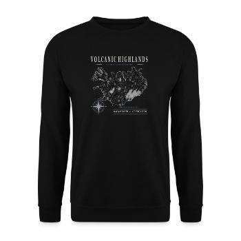 Island Hochland Vulkan Karte Kompass Koordinaten - Unisex Pullover - Schwarz - Vorne - Alina (178cm) & Michal (187cm)