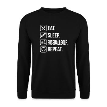 Eat Sleep Fußballgolf Repeat - Unisex Pullover - Schwarz - Vorne - Alina (178cm) & Michal (187cm)