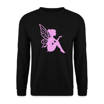 Zarte Feenheldin mit Flügeln - Unisex Pullover - Schwarz - Vorne - Alina (178cm) & Michal (187cm)