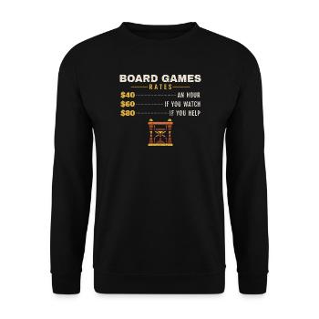 Brettspiele Stundensatz Geschenk Brettspieler - Unisex Pullover - Schwarz - Vorne - Alina (178cm) & Michal (187cm)