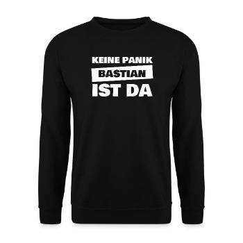 Name Bastian - Unisex Pullover - Schwarz - Vorne - Alina (178cm) & Michal (187cm)