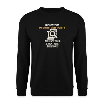 Ahnenforschung Humor Geschenk Ahnenforscherin - Unisex Pullover - Schwarz - Vorne - Alina (178cm) & Michal (187cm)