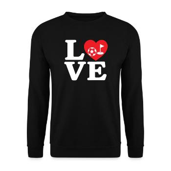 Fußballgolf Liebe Footgolf Herz - Unisex Pullover - Schwarz - Vorne - Alina (178cm) & Michal (187cm)