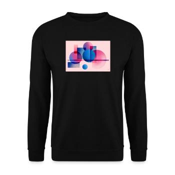 Abstrakte Blau-Pink-Geometrie - Unisex Pullover - Schwarz - Vorne - Alina (178cm) & Michal (187cm)