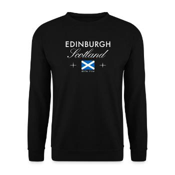 Edinburgh Schottland Koordinaten Reise Souvenir - Unisex Pullover - Schwarz - Vorne - Alina (178cm) & Michal (187cm)
