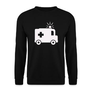 krankenwagen- - Unisex Pullover - Schwarz - Vorne - Alina (178cm) & Michal (187cm)