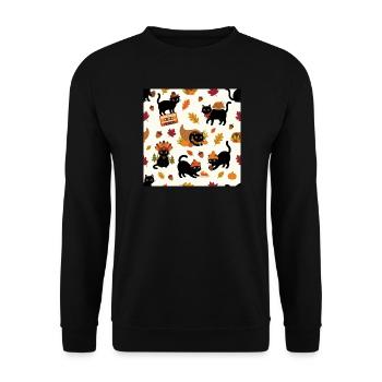 Thanksgiving-Katze - Unisex Pullover - Schwarz - Vorne - Alina (178cm) & Michal (187cm)