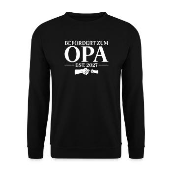 Befördert zum Opa 2027 Schwangerschaft ankündigen - Unisex Pullover - Schwarz - Vorne - Alina (178cm) & Michal (187cm)