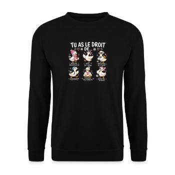 Du hast das Recht auf... – Positive Bestätigung - Unisex Pullover - Schwarz - Vorne - Alina (178cm) & Michal (187cm)