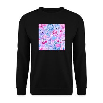 Kawaii Pastel Pop & Y2K - Unisex Pullover - Schwarz - Vorne - Alina (178cm) & Michal (187cm)