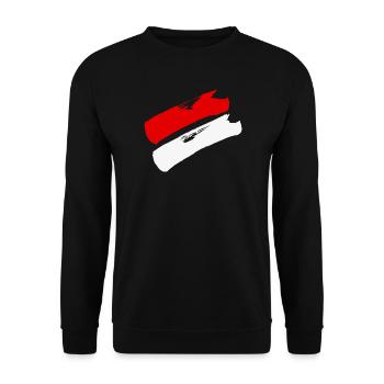 Hessen Flagge / Pinselstriche - Unisex Pullover - Schwarz - Vorne - Alina (178cm) & Michal (187cm)