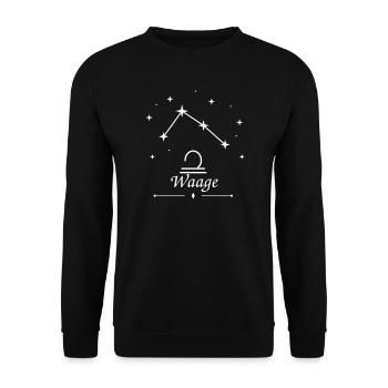 Waage Sternzeichen – Sternbild mit Libra Symbol - Unisex Pullover - Schwarz - Vorne - Alina (178cm) & Michal (187cm)