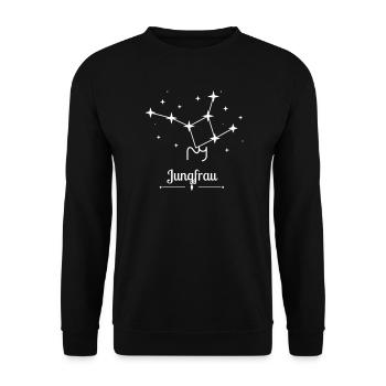 Jungfrau Sternzeichen – Virgo Sternbild - Unisex Pullover - Schwarz - Vorne - Alina (178cm) & Michal (187cm)