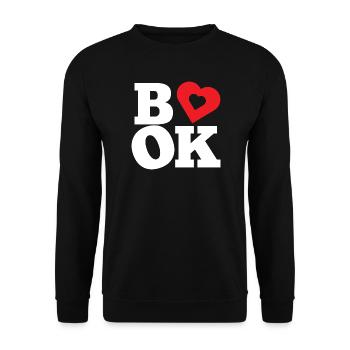 Book Heart I Love Books Bold Typography - Unisex Pullover - Schwarz - Vorne - Alina (178cm) & Michal (187cm)