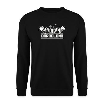 barcelona- - Unisex Pullover - Schwarz - Vorne - Alina (178cm) & Michal (187cm)