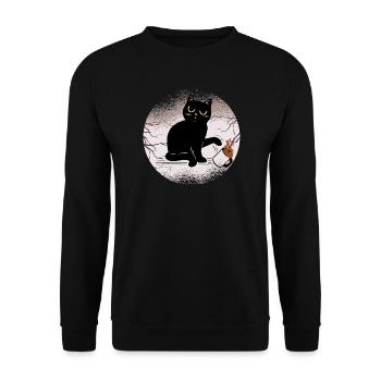  Halloween-Kaffeekatze, Küchenkatze, lustige Meme - Unisex Pullover - Schwarz - Vorne - Alina (178cm) & Michal (187cm)