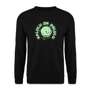 Halulu_or_delulu - Unisex Pullover - Schwarz - Vorne - Alina (178cm) & Michal (187cm)