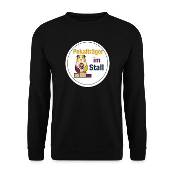 Meerschweinchen Pokalsieger Spruch - Unisex Pullover - Schwarz - Vorne - Alina (178cm) & Michal (187cm)