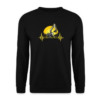 Baggerfahrer Herzschlag EKG Bagger T-Shirt - Unisex Pullover - Schwarz - Vorne - Alina (178cm) & Michal (187cm)