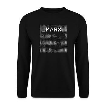 Karl Marx ASCII Porträt-T-Shirt - Unisex Pullover - Schwarz - Vorne - Alina (178cm) & Michal (187cm)