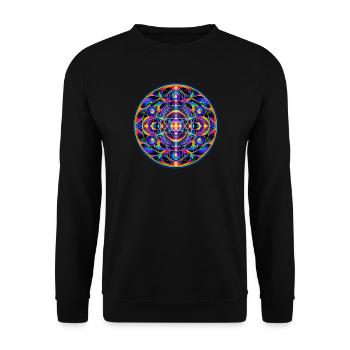 Geometrie Mandala - Unisex Pullover - Schwarz - Vorne - Alina (178cm) & Michal (187cm)