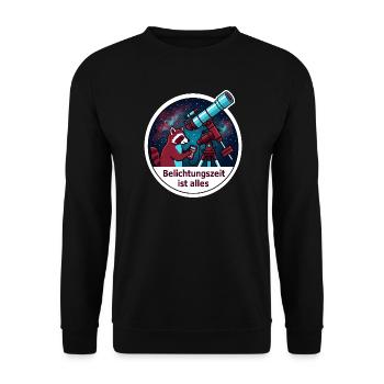 Astrofotografie Belichtungszeit Teleskop T-Shirt - Unisex Pullover - Schwarz - Vorne - Alina (178cm) & Michal (187cm)
