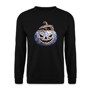 Halloween-Porzellan-Kurbis - Unisex Pullover - Schwarz - Vorne - Alina (178cm) & Michal (187cm)