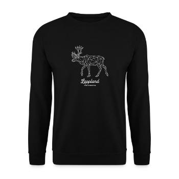 Lappland Rentier - Wild & Peaceful Polygon Design - Unisex Pullover - Schwarz - Vorne - Alina (178cm) & Michal (187cm)