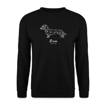 Dackel - Polygon Doxie Design - Unisex Pullover - Schwarz - Vorne - Alina (178cm) & Michal (187cm)