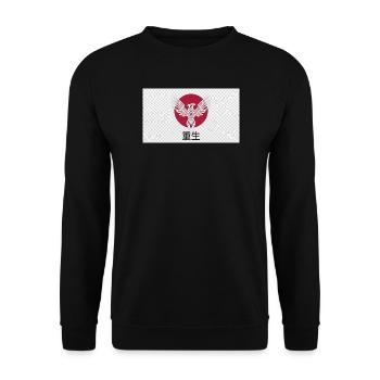 Japanischer Phönix & Kanji-Ästhetik - Unisex Pullover - Schwarz - Vorne - Alina (178cm) & Michal (187cm)