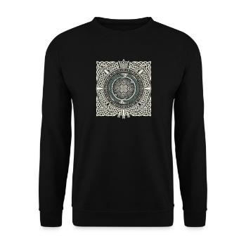 Die Weltenschlange im Flechtwerk – Ouroboros - Unisex Pullover - Schwarz - Vorne - Alina (178cm) & Michal (187cm)