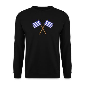 Flagge Griechenlands - Unisex Pullover - Schwarz - Vorne - Alina (178cm) & Michal (187cm)