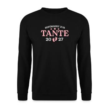 Befördert zur Tante 2027 Schwangerschaft - Unisex Pullover - Schwarz - Vorne - Alina (178cm) & Michal (187cm)