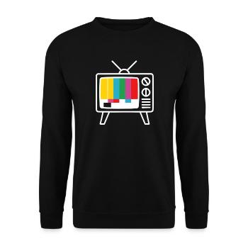Retro Fernseher Testbild Analog TV Nostalgie - Unisex Pullover - Schwarz - Vorne - Alina (178cm) & Michal (187cm)