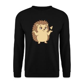 Igel Achselzucken Geste Herz - Unisex Pullover - Schwarz - Vorne - Alina (178cm) & Michal (187cm)