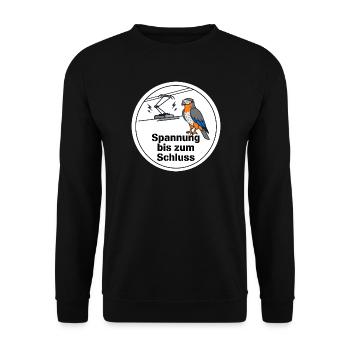 Oberleitungstechniker Elektriker Bahn Geschenk - Unisex Pullover - Schwarz - Vorne - Alina (178cm) & Michal (187cm)