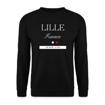 Lille Frankreich Souvenir – Reise minimalistisch - Unisex Pullover - Schwarz - Vorne - Alina (178cm) & Michal (187cm)