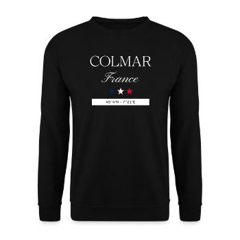 Colmar Frankreich Souvenir – Reise minimalistisch - Unisex Pullover - Schwarz - Vorne - Alina (178cm) & Michal (187cm)