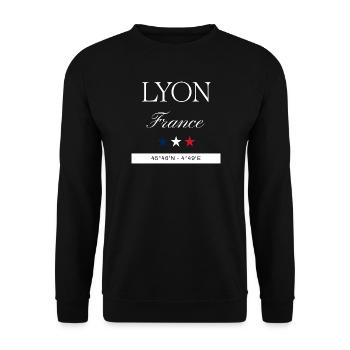 Lyon Frankreich Souvenir – Reise minimalistisch - Unisex Pullover - Schwarz - Vorne - Alina (178cm) & Michal (187cm)