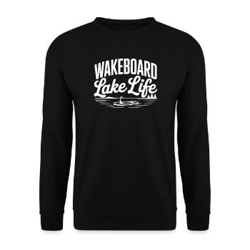 Leben im Wakeboard-See - Unisex Pullover - Schwarz - Vorne - Alina (178cm) & Michal (187cm)