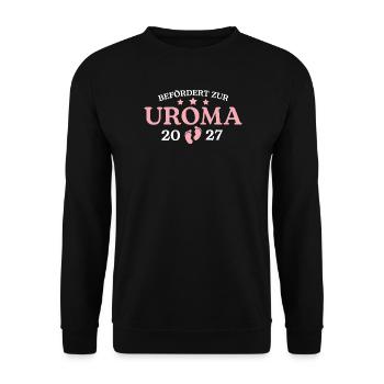 Befördert zur Uroma 2027 Schwangerschaft - Unisex Pullover - Schwarz - Vorne - Alina (178cm) & Michal (187cm)