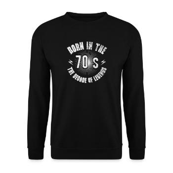 Born in the 70s - 70er Jahre Legenden Retro - Unisex Pullover - Schwarz - Vorne - Alina (178cm) & Michal (187cm)