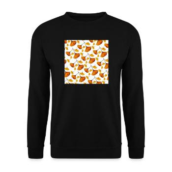 Ginkgo Blätter, herbstmuster - Unisex Pullover - Schwarz - Vorne - Alina (178cm) & Michal (187cm)