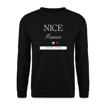 Nizza Frankreich Souvenir – Reise minimalistisch - Unisex Pullover - Schwarz - Vorne - Alina (178cm) & Michal (187cm)