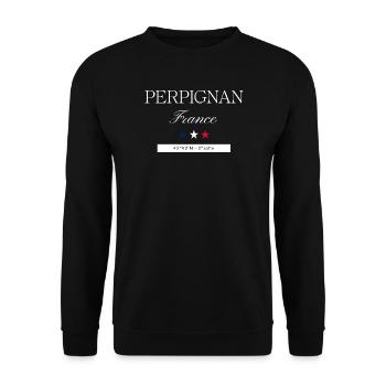 Perpignan Frankreich Souvenir Reise minimalistisch - Unisex Pullover - Schwarz - Vorne - Alina (178cm) & Michal (187cm)